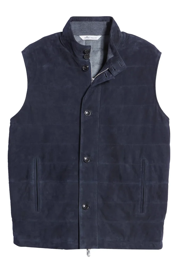 Men's Peter Millar Crown Suede Vest, Size Medium - Blue
