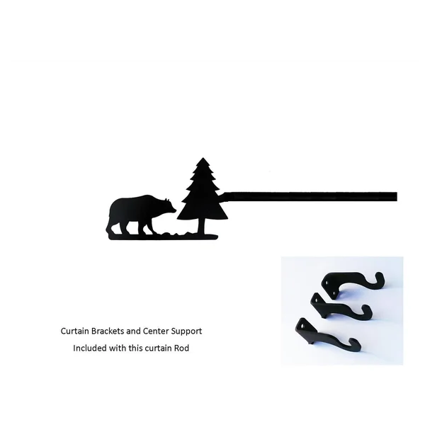 Village Wrought Iron Bear/Pine Curtain Rod Med (Hardware Is Included)