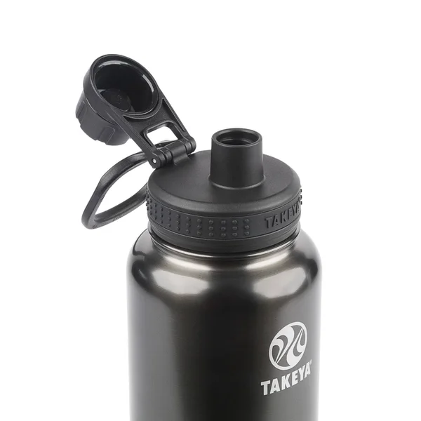 Takeya Actives Insulated Stainless Steel Water Bottle, Gray, 40 oz