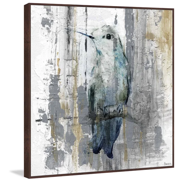Perching Grey Floater Framed Painting Print on Canvas