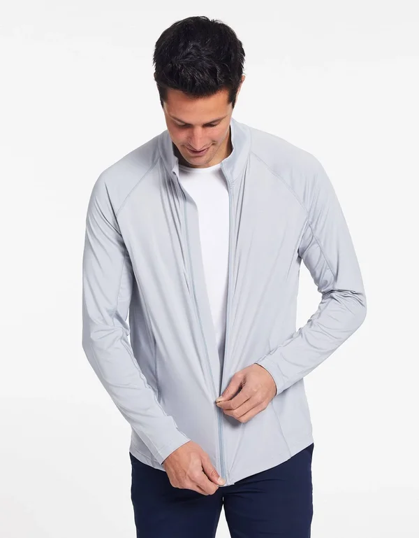 UPF 50+ Sun Protective Essential Full Zip Jacket for Men, Solbari Light Grey