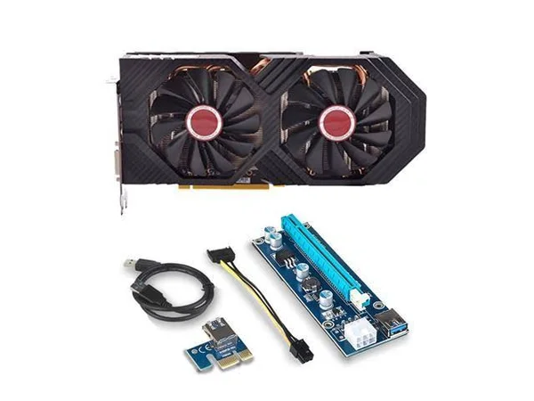 XFX GTS XXX Edition RX 580 8GB OC+ 1386Mhz DDR5 3xDP HDMI DVI Graphic Cards RX-580P8DFD6 and Riser for for ETH Etheruem ZEC Zcas