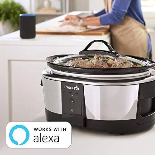 Crock-pot 2101704 6 Quart Slow Cooker Works with Alexa, Programmable Stainless