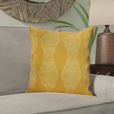 Bungalow Rose Soluri Pyramid Striped Geometric Outdoor Throw Pillow Size: 16x22 H x 16x22 W x 2x22 D - Color: Gold