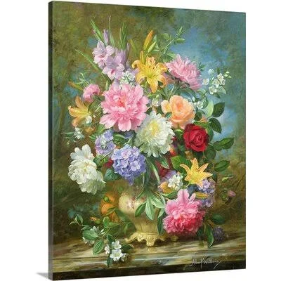 &Peonies and Mixed Flowers& by Albert Williams Painting Print Great Big Canvas Format: Canvas - Size: 36x22 H x 29x22 W x 1.5x22