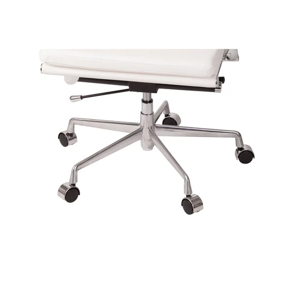 Mid-Century Modern High Back Office Chair in White Leather