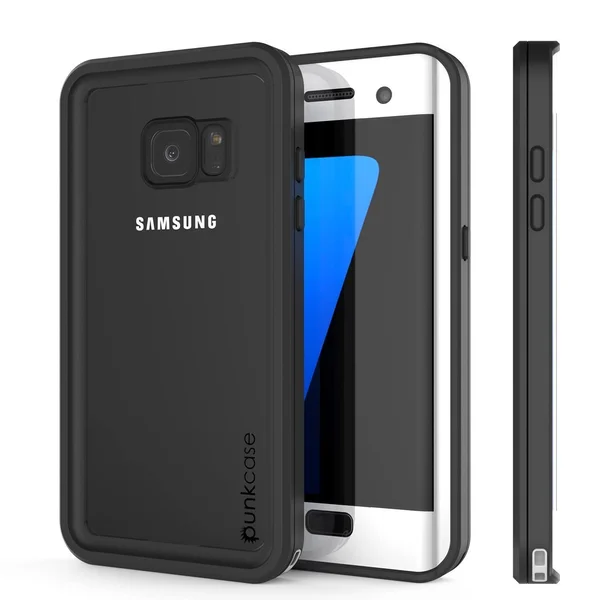 Galaxy S7 Edge Waterproof Case, Punkcase [Extreme Series] [Slim Fit] Armor Cover w/ Built in Screen Protector [Black] - Black