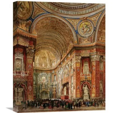 Global Gallery &St. Peter&s Basilica - Rome& by Giacinto Gigante Painting Print on Wrapped Canvas Size: 22x22 H x 17.86x22 W x 1.