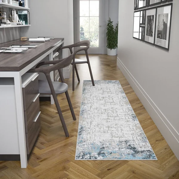 Alise Rugs Emory Contemporary Abstract Area Rug - Dark Blue - 2&2&& x 7&3&&