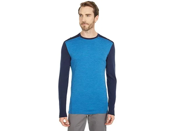 Smartwool Men's Merino 250 Baselayer Crew - Small - Neptune Blue Heather, Deep Navy