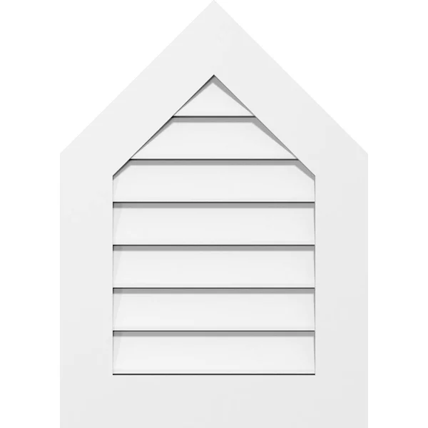 Ekena Millwork GVPPE12X3801SF-14 12x22W x 38x22H Peaked Top Surface Mount PVC Gable Vent 14/12 Pitch: Functional, w/ 3-1/2x22W x