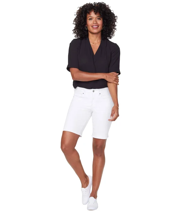 Petite Women's Nydj Ella Side Slit Denim Shorts - 6p - Optic White