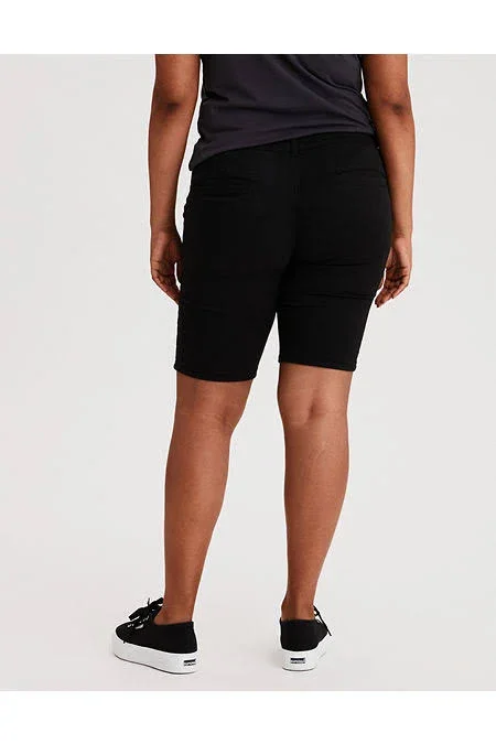 Ae Khaki Skinny Bermuda Short Women's Faded Black 000