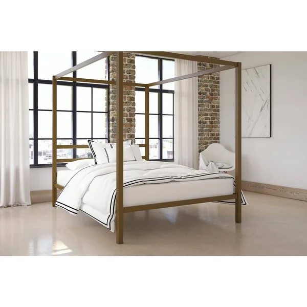 DHP Modern Canopy Queen Metal Bed (White)