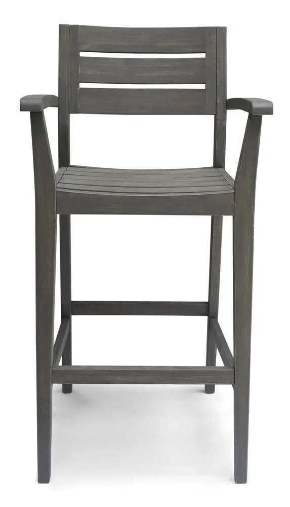 Noble House Outdoor Acacia Wood Barstool in Gray Finish - Set of 2