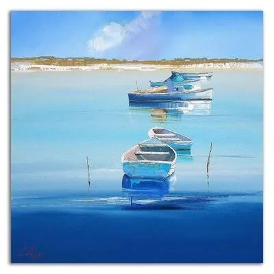 'River Moorings' by Craig Trewin Penny - Wrapped Canvas Painting Print Longshore Tides