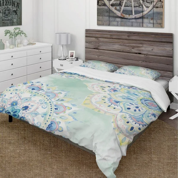 Designart &Watercolor Mandalas IV& Cottage Bedding Set - Duvet Cover & Shams - King
