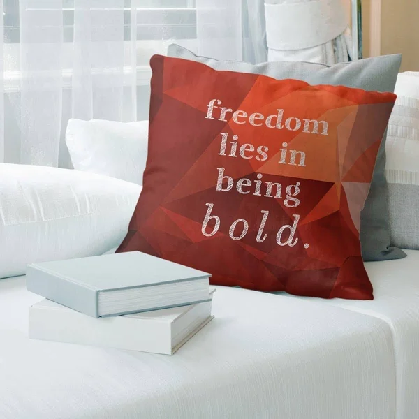 Quotes Faux Gemstone Be Bold Inspirational Quote Pillow-Faux Linen - 16 x 16 - Square - Zipper Closure - Medium - Removable Cove