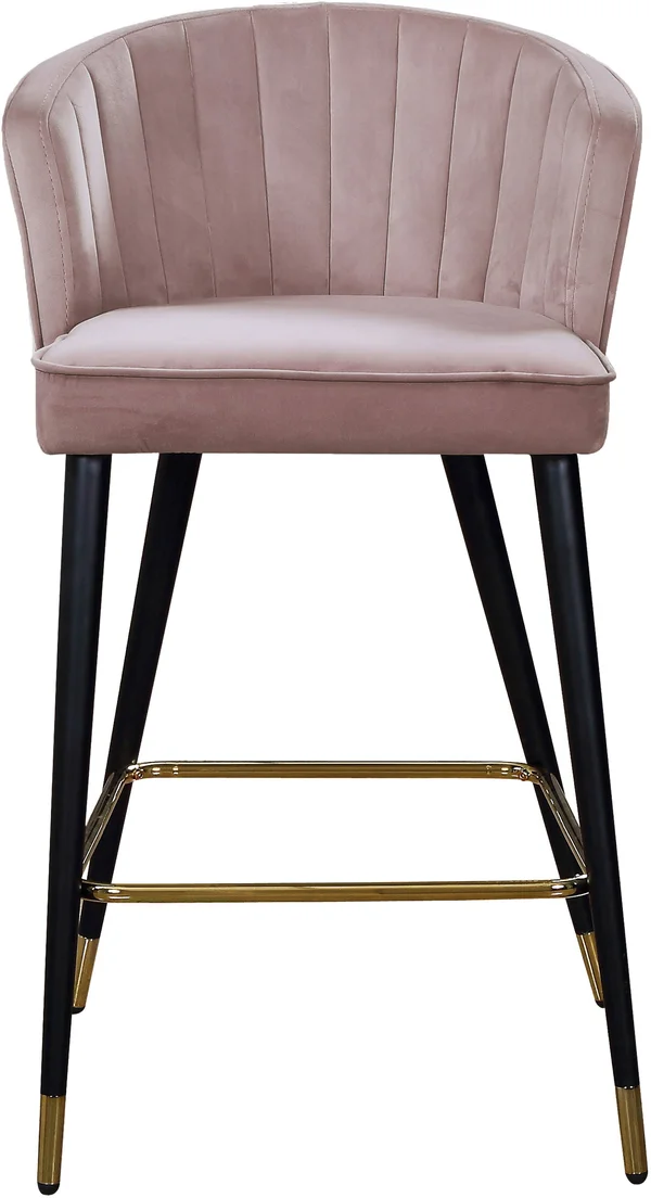Meridian Furniture Cassie Pink Velvet Stool (Set of 2)