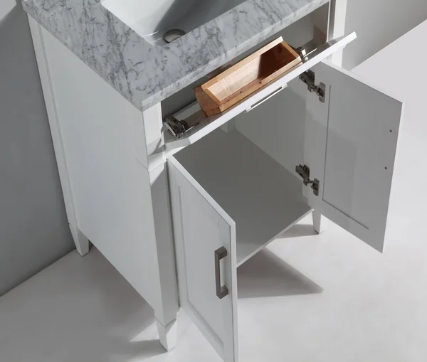 Vanity Art 24 inch Single Sink Bathroom Vanity Set with Carrara Marble Vanity top. - White