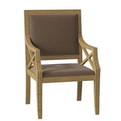 Gramercy Upholstered King Louis Back Arm Chair Fairfield Chair Body Fabric: 3158 Bamboo, Frame Color: Hazelnut