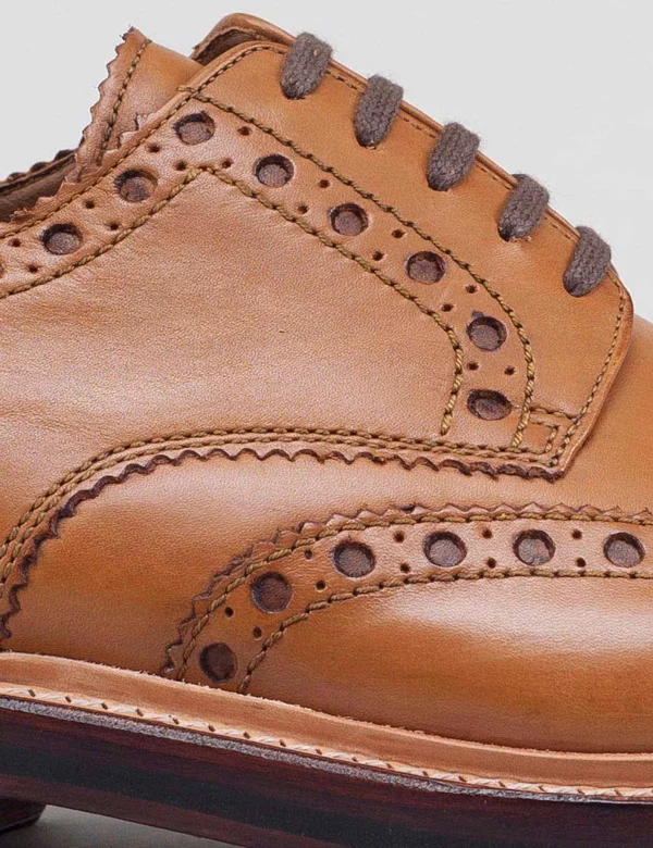 Grenson Archie Big Punch Brogue Shoes - Tan - Tan, 8.5