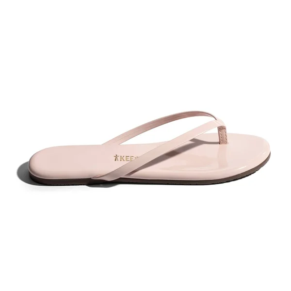 Glosses, Women's Leather Flip Flops & Sandals, TKEES Custard, 5