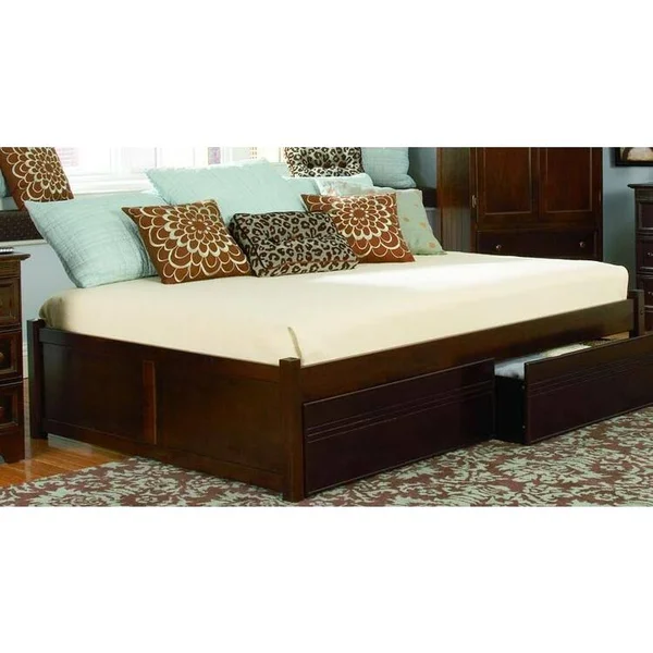 Atlantic Furniture Concord Platform Bed with Flat Panel Footboard in Antique Walnut-Twin - AP8122004