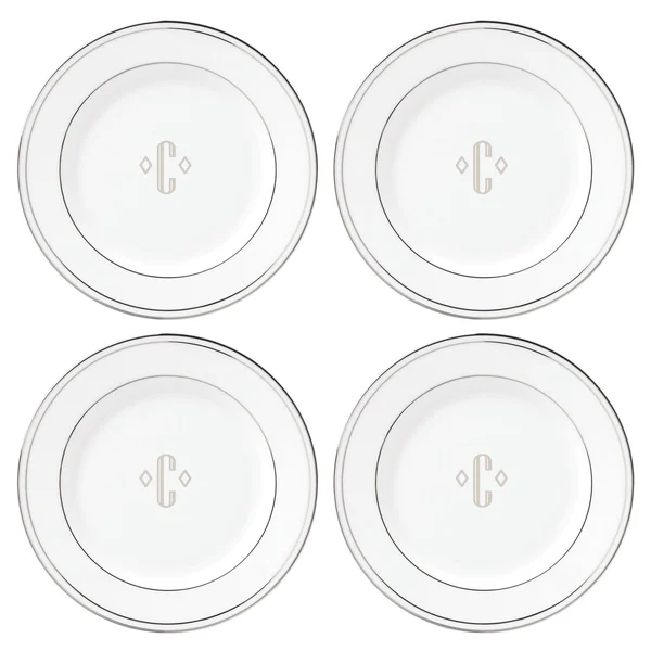 Lenox Federal Platinum Block Monogram Dinnerware Tidbit Plates, Set of 4, N