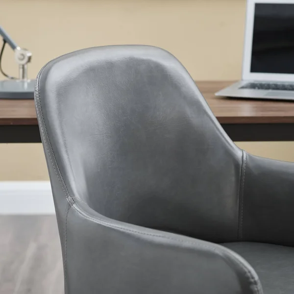Art Leon Open-Back Swivel Home Office Chair with Caster - Cognac