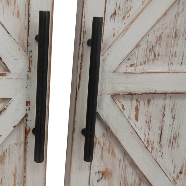FirsTime & Co. 14 x 2 x 34 in. Wood White Carriage Farmhouse Barn Door Mirror 2-Piece Set