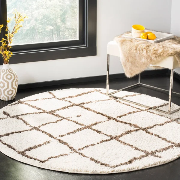 Safavieh Berber Shag BER162C Cream, Light Grey Rug 5&1x22 x 5&1x22 Round
