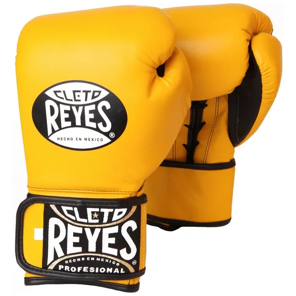 Cleto Reyes Lace Up Hook and Loop Hybrid Boxing Gloves - Yellow
