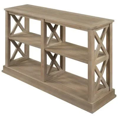 Console Table with 3-Tier Open Storage Spaces and “X” Legs, Narrow Sofa Entry Table for Living Room, Entryway and Hallway Longsh