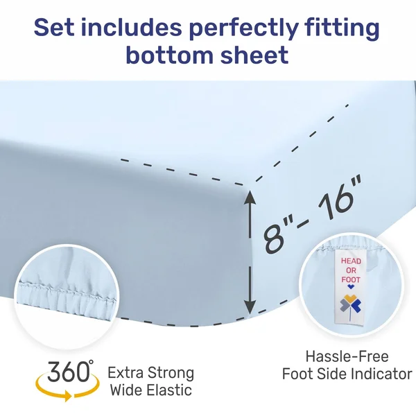 California Design den Cloud-Weight Silky Soft 500 Sateen - 100% Cotton Sheets Set, Cooling & Deep Pocket Fresh Navy Blue Sp