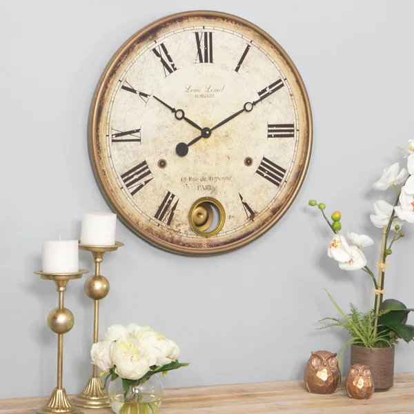 Aspire Home Accents 22x22 Raleigh Pendulum Wall Clock, Brown