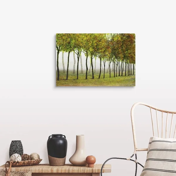 Row Of Trees Green - Large Solid-Faced Canvas Wall Art Print, Great Big Canvas