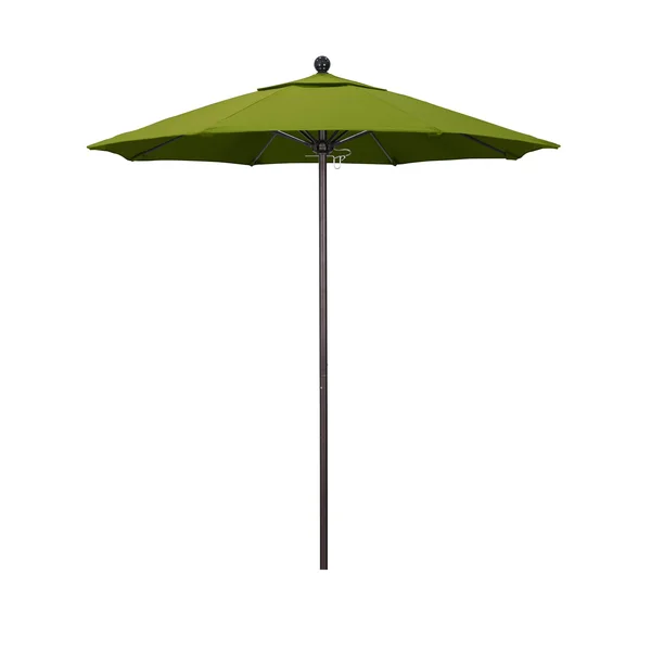 California Umbrella 7.5& Fiberglass Market Umbrella Push Open Bronze/Olefin/Kiwi