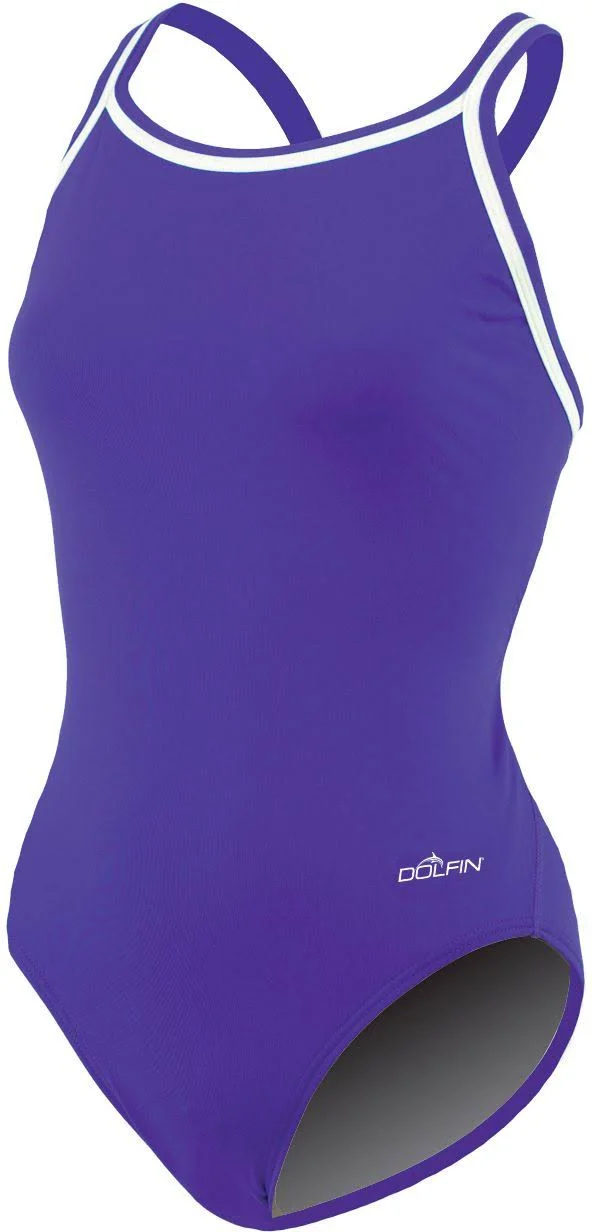 Dolfin Team Solid DBX Back Swimsuit - Purple 40, Purple
