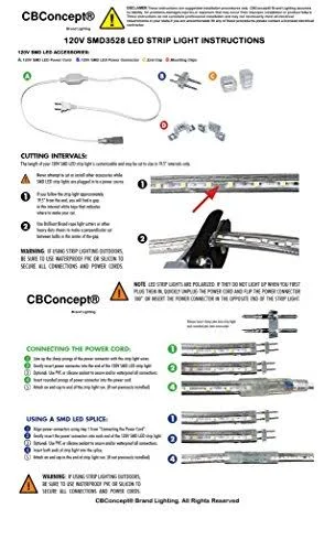 Cbconcept UL Listed, 164 Feet, 18000 Lumen, 4000K Soft White, Dimmable, 120V AC Flexible Flat LED Strip Rope Light, 3000 Units 3