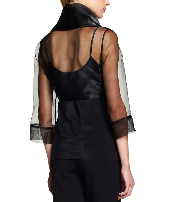 Adrianna Papell Organza Wrap Jacket - Black