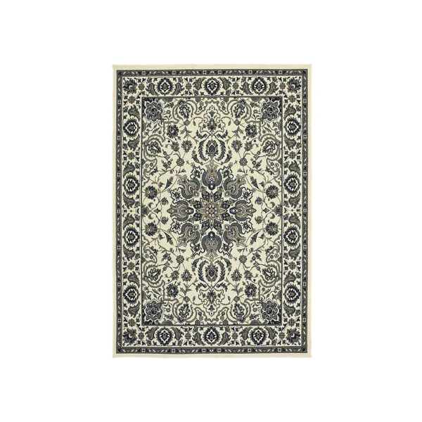 StyleHaven Mainland Traditional Framed Floral Indoor Outdoor Rug, White