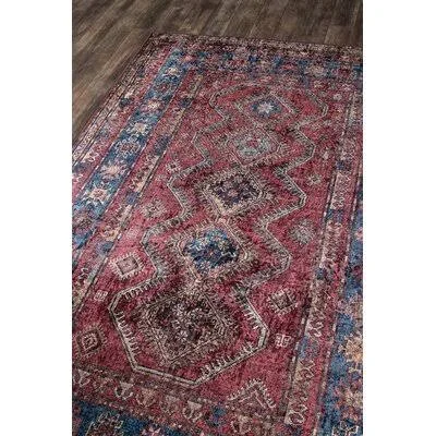 Korn Power Loom Burgundy/Blue/Gold Rug Bungalow Rose Rug Size: Rectangle 5& x 8&