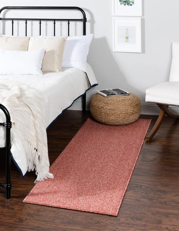 Unique Loom Everyday Shag Plush Area Rug 2' 6 x 10' Runner in Rust Red