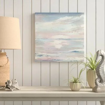 &Ocean Sunset& Watercolor Painting Print on Wrapped Canvas Rosecliff Heights Size: 48x22 H x 48x22 W