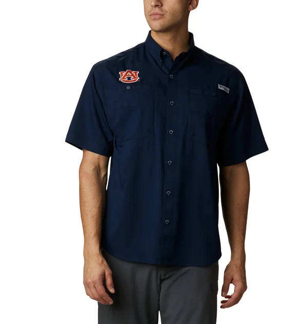 Columbia Men's Collegiate Tamiami Short Sleeve Shirt - Auburn - XL - Blue