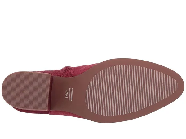 Toms - Women's Loren Burgundy Suede Textile Snake Booties