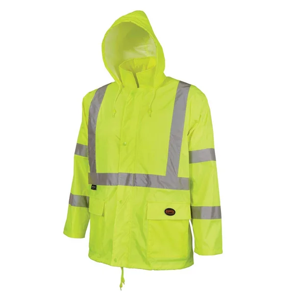 Pioneer V1080360U-L Oxford PVC Hi Viz Rain Suit - green, large
