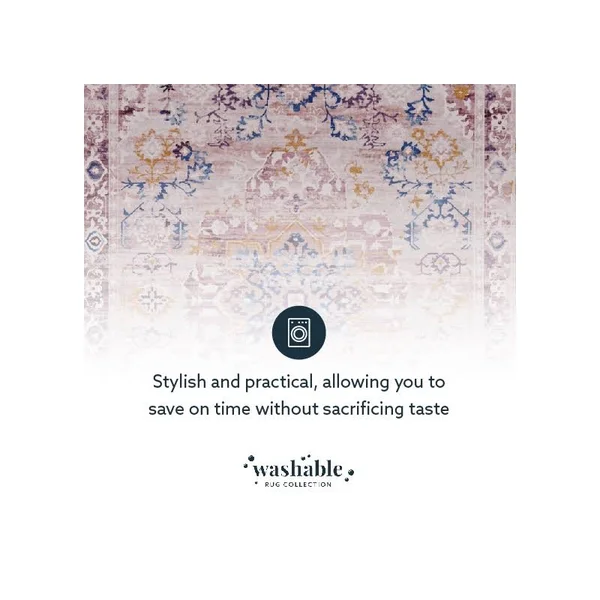 Linon Washable Merit Polyester 2'x8' Rug in Ivory - CYMX2307