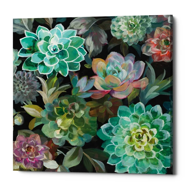 Epic Graffiti Floral Succulents V2 Crop by Danhui Nai, Giclee Canvas Wall Art - 26x22 x 26x22